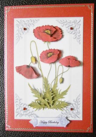 Red Poppies Card Topper with Decoupage by Davina Rundle