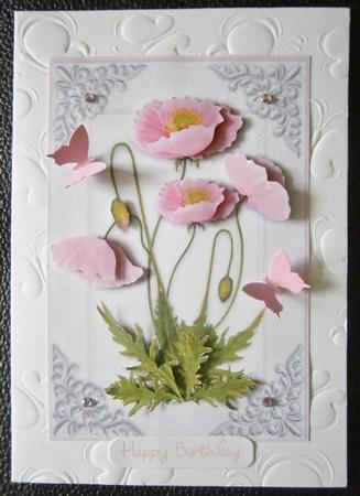 Pink Poppies Card Topper with Decoupage by Davina Rundle