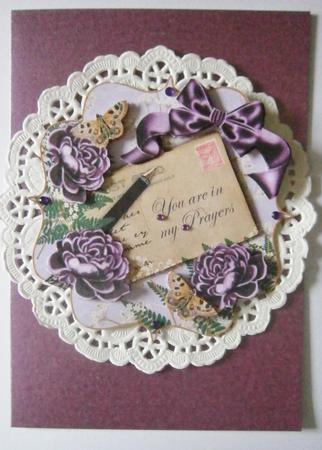 Purple Rose in My Prayers 6in Bracket Decoupage Topper by Davina Rundle