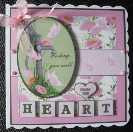 Heart Get Well Poppies and Butterflies by Davina Rundle