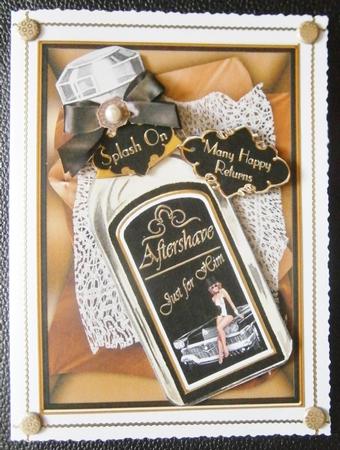 Black Aftershave Many Happy Returns Decoupage Sheet by Davina Rundle