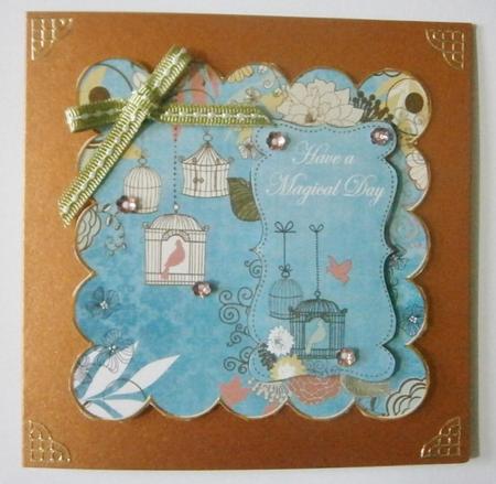 Dusky Teal Birdcage Magical Day 8in Scallop Topper by Davina Rundle