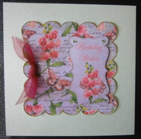 Lilac Sweetpea Birthday Wishes 8in Scallop Topper by Davina Rundle