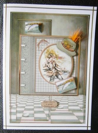 Vintage Fishing Fisherman & Trout Birthday or Fathers Day by Davina Rundle
