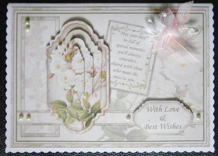 Vintage White Roses Card Topper & Pyramage by Davina Rundle