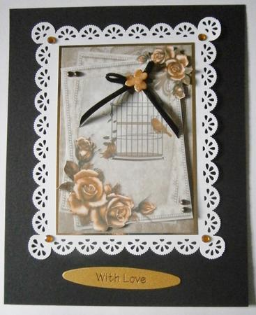 Birdcage & Roses in Sepia by Davina Rundle