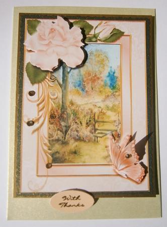 Rose Frame Woods in Autumn with Butterflies Decoupage by Davina Rundle