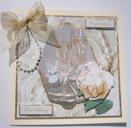 Pearl Wedding Card Front with Topper by Davina Rundle