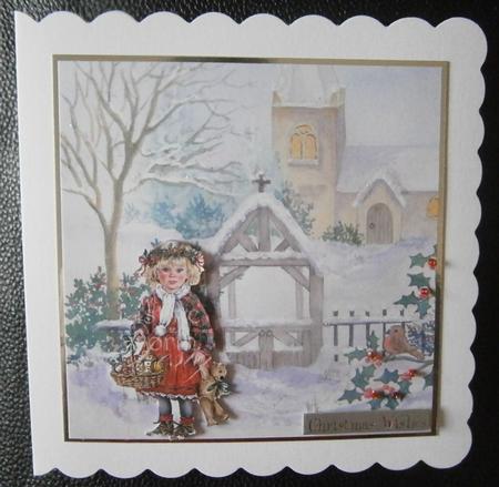8x8 Church Gate in Snow Watercolour Background by Davina Rundle