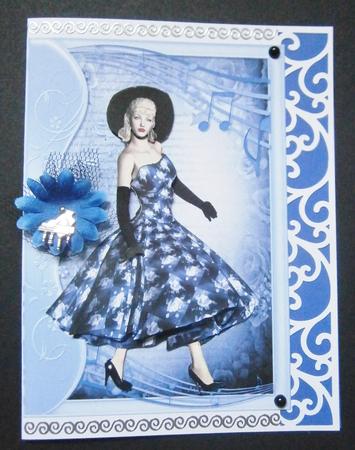 1950's Rock and Roll Beauty in Blues Decoupage by Davina Rundle