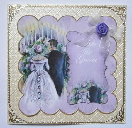Lilac Happy Couple Bride & Groom 8in Scallop Topper by Davina Rundle