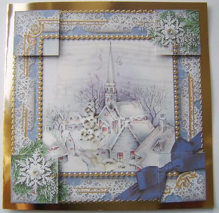 Christmas Blue Church Snow 8inch Picture Sheet by Davina Rundle