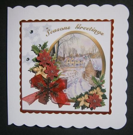 Snowy Village with Christmas Flowers by Davina Rundle