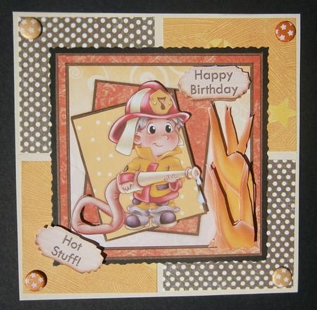 Hot Stuff! Fireman & Hose Topper & Decoupage by Davina Rundle