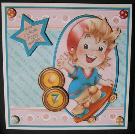 Wheelie Happy Birthday Skateboarder with Ages by Davina Rundle