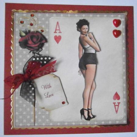 1950's Pin Up Rose Ace of Hearts by Davina Rundle