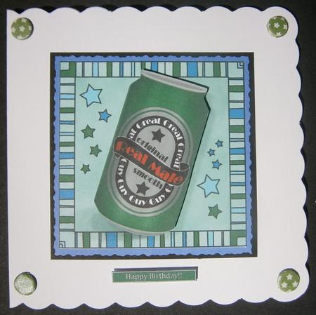 Real Male Beer Can Quick Card N 3D Decoupage by Davina Rundle