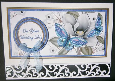 Blue Butterfly Wedding Day Dl Decoupage Topper by Davina Rundle