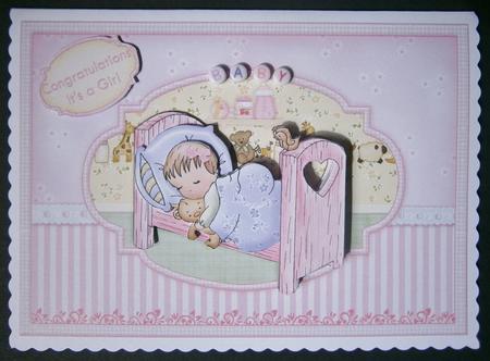 Cute Lullaby New Baby Girl Card Topper & Decoupage by Davina Rundle