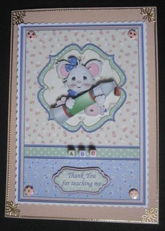 Thank You Teacher Mouse Card Topper & Decoupage by Davina Rundle