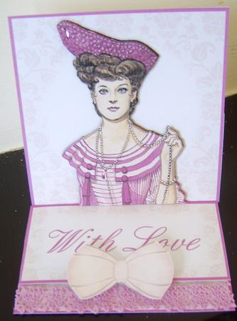 Vintage Fashion Lady & Lace 5 Minute Easel Card by Davina Rundle