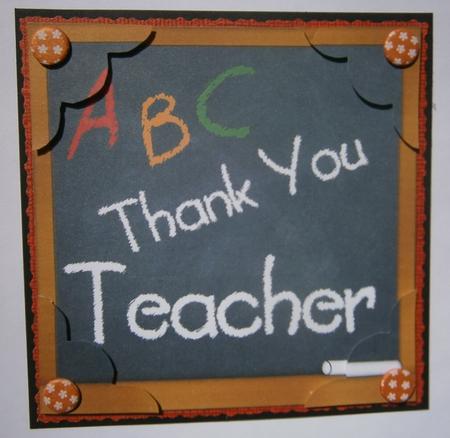 8x8 Thank You Teacher Blackboard Scalloped Corner Topper by Davina Rundle