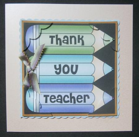 8 x 8 Thank You Teacher Pencils Scalloped Corner Topper by Davina Rundle