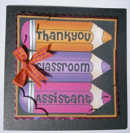 8 x 8 Thank You Classroom Assistant Pencils Scalloped Corner by Davina Rundle