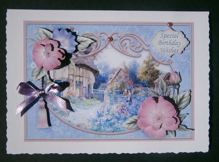 Vintage Cottage Garden Card Front & Decoupage by Davina Rundle