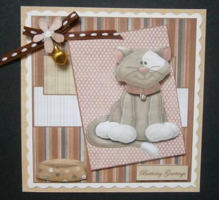 Cat is Waiting for His Dinner Card with Topper by Davina Rundle