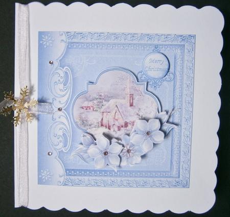 Blue Christmas Church Card Topper & Decoupage by Davina Rundle