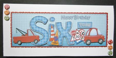 6th Birthday Large Dl Quick Card N 3D Decoupage by Davina Rundle