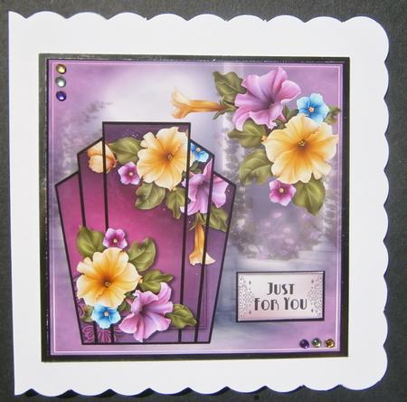 Art Deco Petunias Square by Davina Rundle