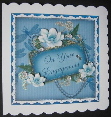 Teal Magnolia Your Engagement 8in Decoupage Topper by Davina Rundle