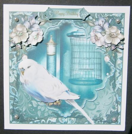 Beautiful Budgerigar and Flowers Topper by Davina Rundle