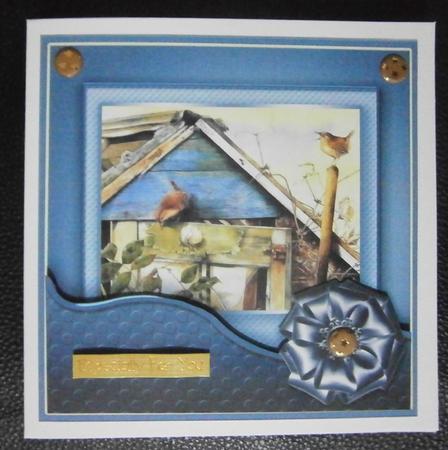 Vintage Birds on the Garden Shed 8in x 8in Decoupage by Davina Rundle