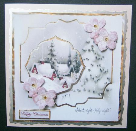 Vintage House and Christmas Rose Card by Davina Rundle