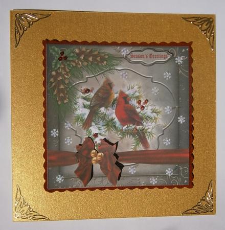 Cardinals with Red Ribbon Card Front by Davina Rundle