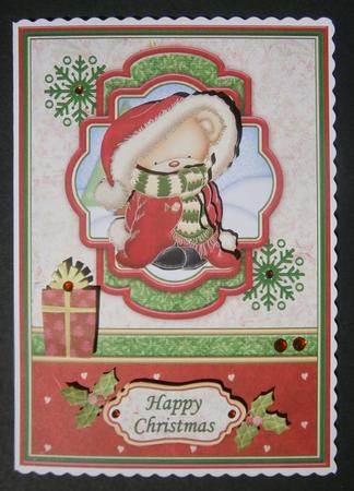Christmas Snuggle Bear Red A5 Card Topper & Decoupage by Davina Rundle