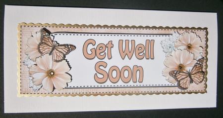 Large Dl Get Well Soon Floral Butterflies 3D Decoupage by Davina Rundle