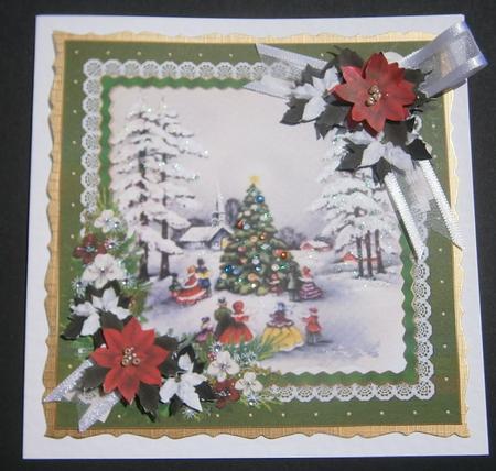 8x8 Traditional Vintage Christmas Scene Green by Davina Rundle
