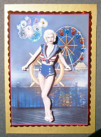 Vargas Style Sailor Girl Taking the Helm Decoupage by Davina Rundle