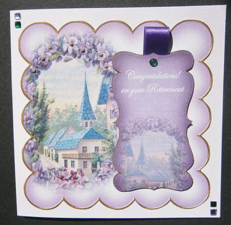 Lavender View Retirement 8in Scallop Topper by Davina Rundle