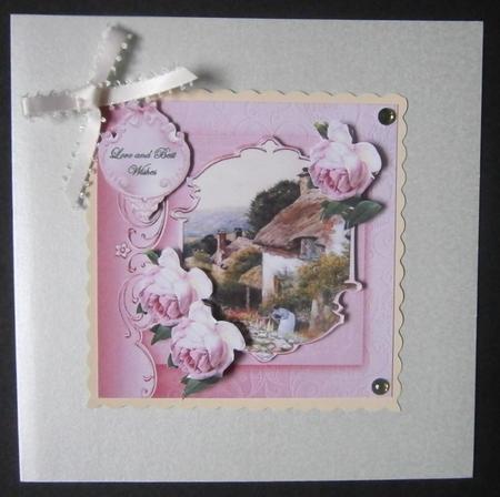 Picking Flowers from the Garden Card with Topper by Davina Rundle