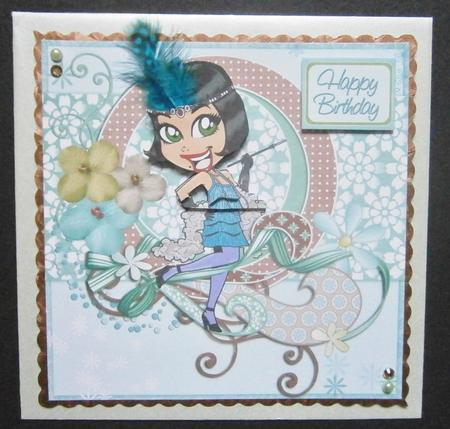 Frieda Flapper in Turquoise 8 Inch Square Step by Step by Davina Rundle