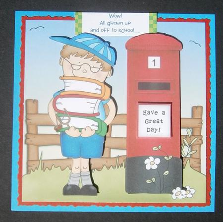 Boyz Schoolboy Zeke & Postbox Quick Card N 3D Decoupage by Davina Rundle
