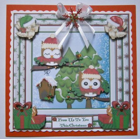 Christmas Cosy Festive Owls 8 x 8ins Mini Kit by Davina Rundle