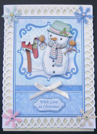 Carrot the Snowman Christmas Card Topper & Decoupage by Davina Rundle