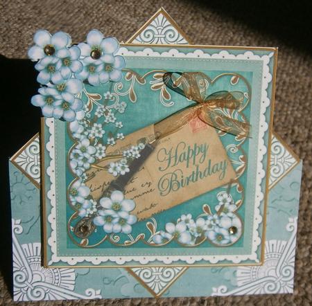 Teal Blossom Happy Birthday Diamond Mini Card Kit by Davina Rundle