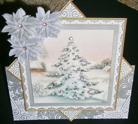 Snow Tree Silver Poinsettia Diamond Mini Card Kit by Davina Rundle